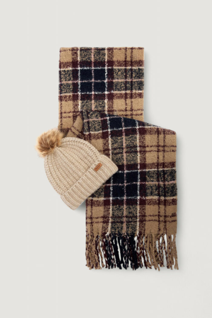 Box sciarpa e cappello Barbour SALTBURN BEANIE & TARTAN SCARF Beige – LGS0077