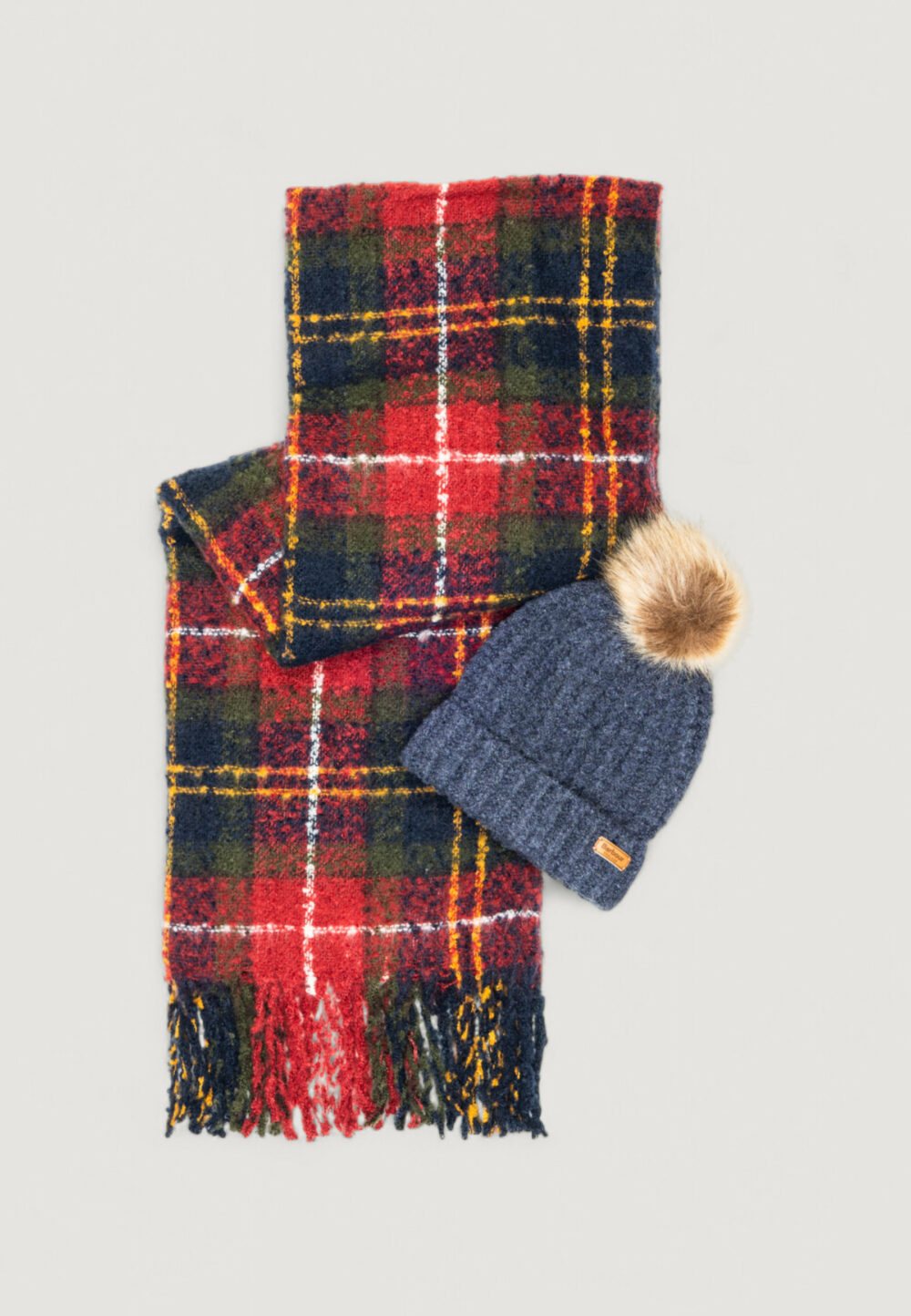 Box sciarpa e cappello Barbour SALTBURN BEANIE & TARTAN SCARF Bordeaux - Foto 1