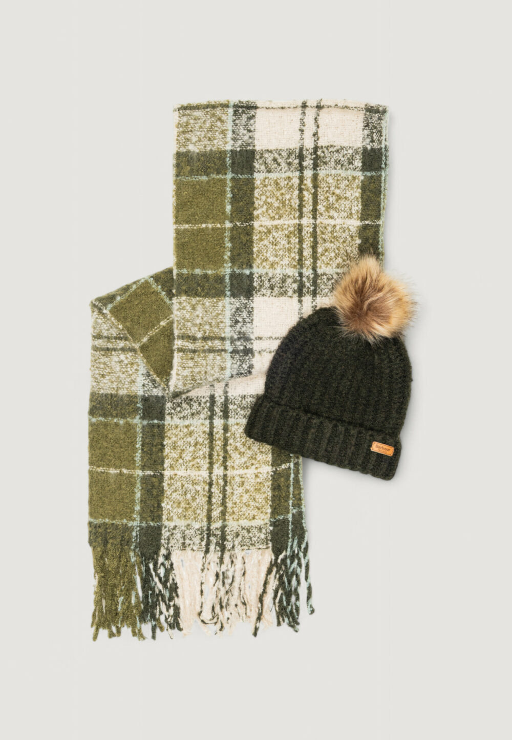Box sciarpa e cappello Barbour SALTBURN BEANIE & TARTAN SCARF Verde Scuro - Foto 1