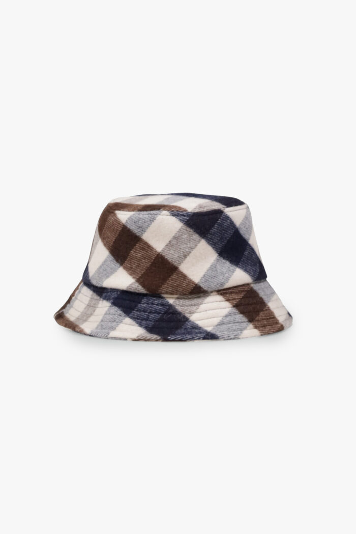 Cappello alla pescatora Aquascutum Active CLUB CHECK BUCKET HAT Beige – Bianco