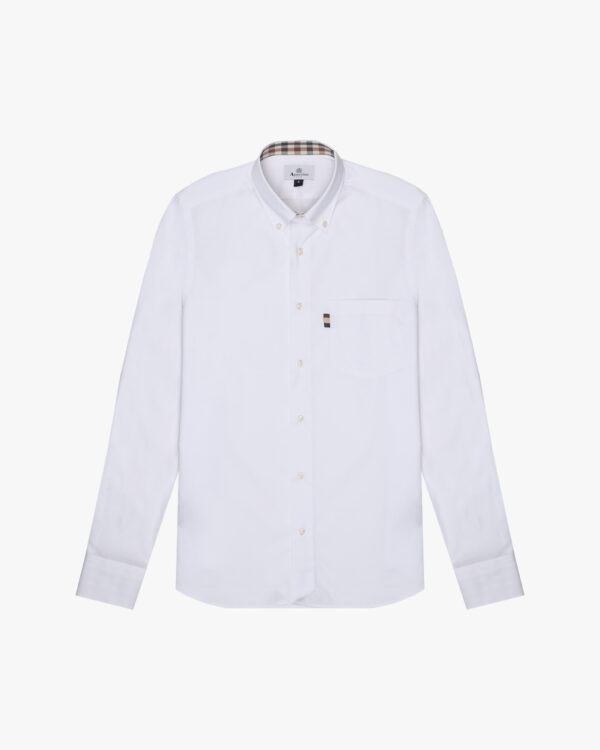 Camicia manica lunga Aquascutum Active BUTTON DOWN POPELINE SHIRT Bianco - Foto 1
