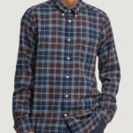 Camicia manica lunga Barbour FORTROSE TAILORED SHIRT Blu - Marrone - Foto 1