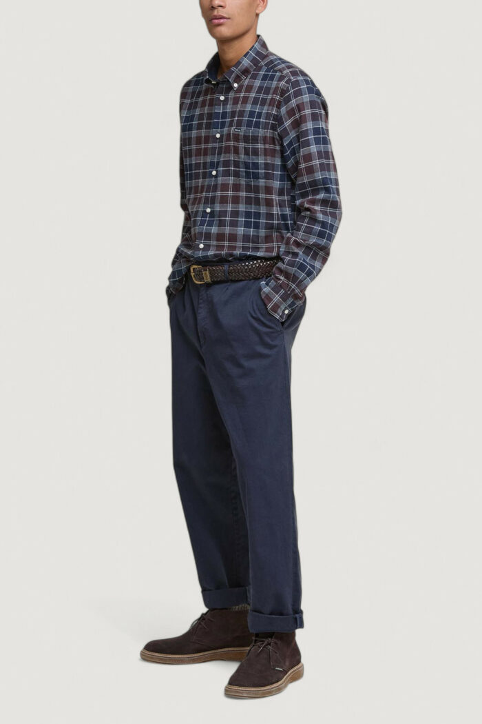 Camicia manica lunga Barbour FORTROSE TAILORED SHIRT Blu – Marrone – MSH4991