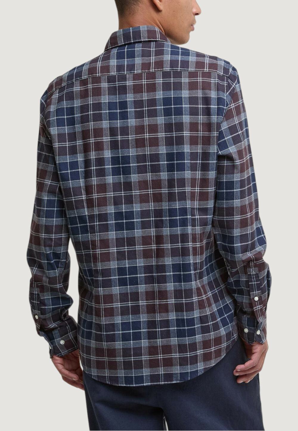 Camicia manica lunga Barbour FORTROSE TAILORED SHIRT Blu - Marrone - Foto 3