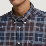 Camicia manica lunga Barbour FORTROSE TAILORED SHIRT Blu - Marrone - Foto 4