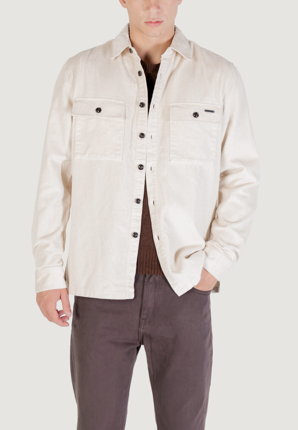 Camicia manica lunga Gianni Lupo OVERSHIRT Panna - Foto 1
