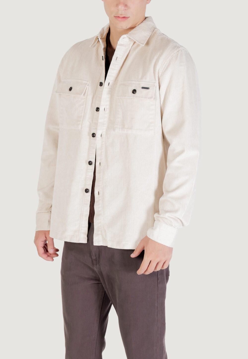 Camicia manica lunga Gianni Lupo OVERSHIRT Panna - Foto 3