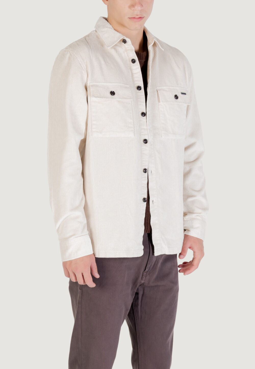 Camicia manica lunga Gianni Lupo OVERSHIRT Panna - Foto 4