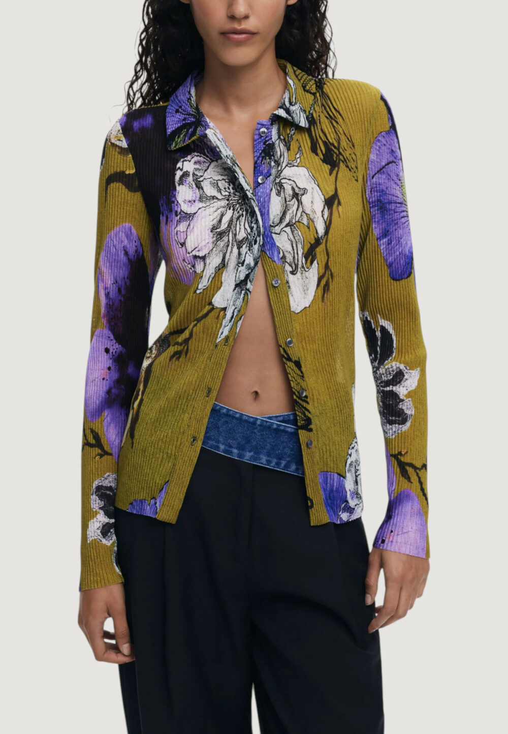 Camicia manica lunga Desigual TS_TULLEFLOWER_L Verde - Foto 1