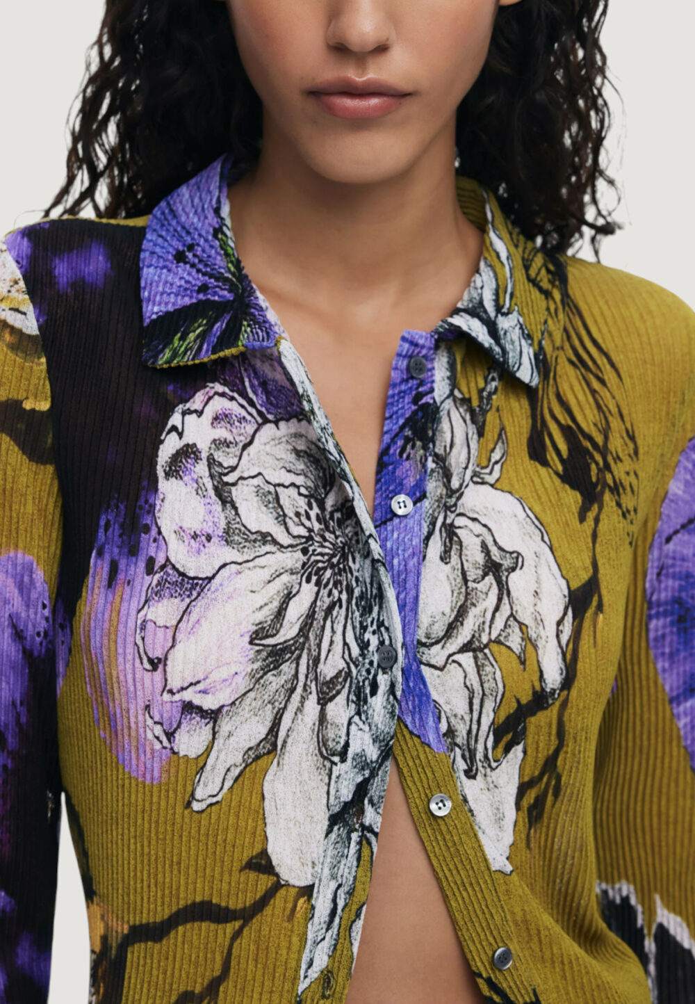 Camicia manica lunga Desigual TS_TULLEFLOWER_L Verde - Foto 3