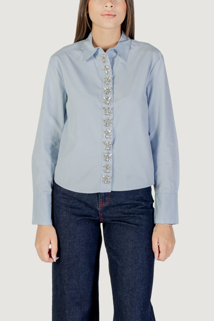 Camicia manica lunga Only Onlcarly Ls Reg Embelis Shirt Wvn Celeste