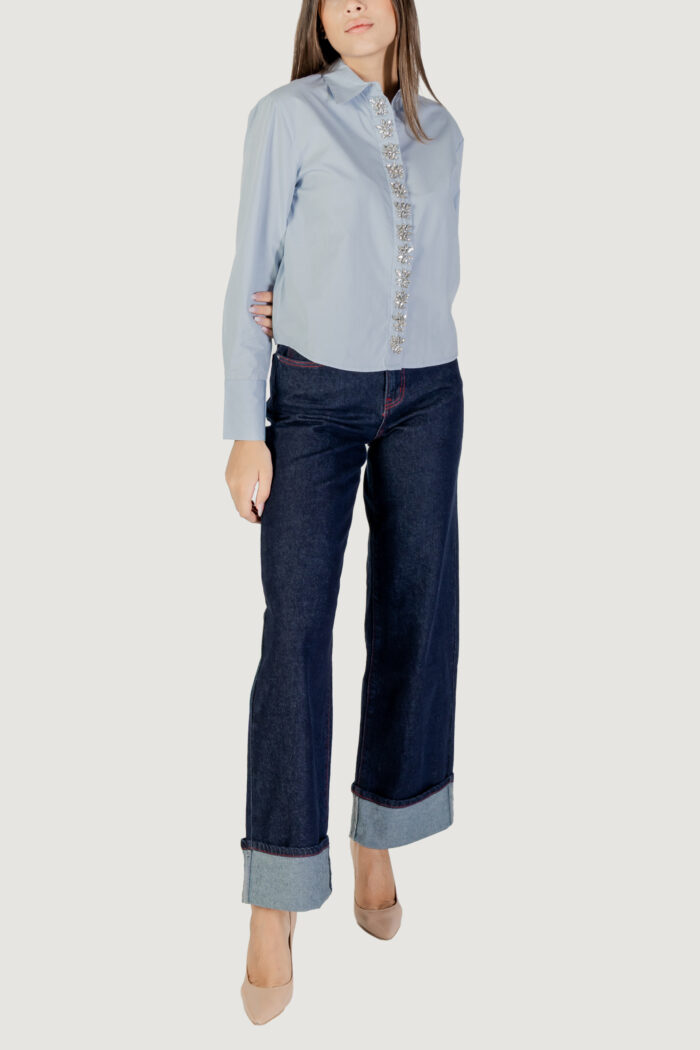 Camicia manica lunga Only Onlcarly Ls Reg Embelis Shirt Wvn Celeste