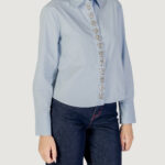 Camicia manica lunga Only Onlcarly Ls Reg Embelis Shirt Wvn Celeste - Foto 3