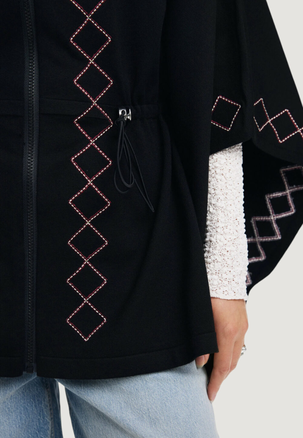 Mantella Desigual PONCHO_EMBROIDERY ALDAMA Nero - Foto 4