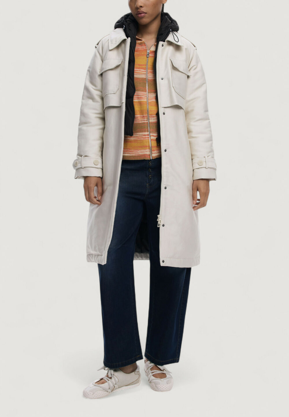 Cappotto Desigual CHAQ_EMPIRE Panna - Foto 3