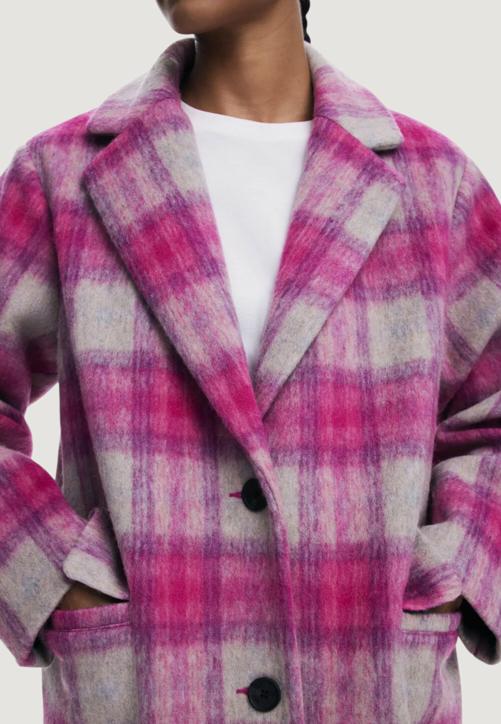 Cappotto Desigual COAT_PINKCHECK Rosa - Foto 4