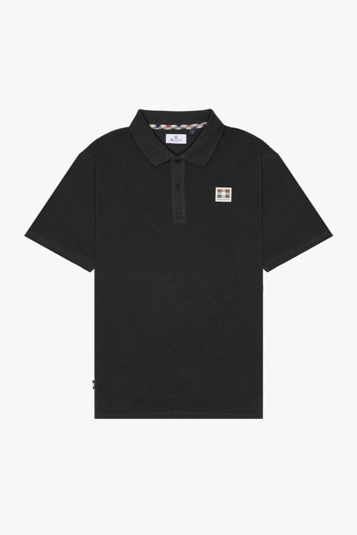 Polo manica corta Aquascutum Active RUBBER PATCH PIQUET POLO Nero – AA_ICON_PO005