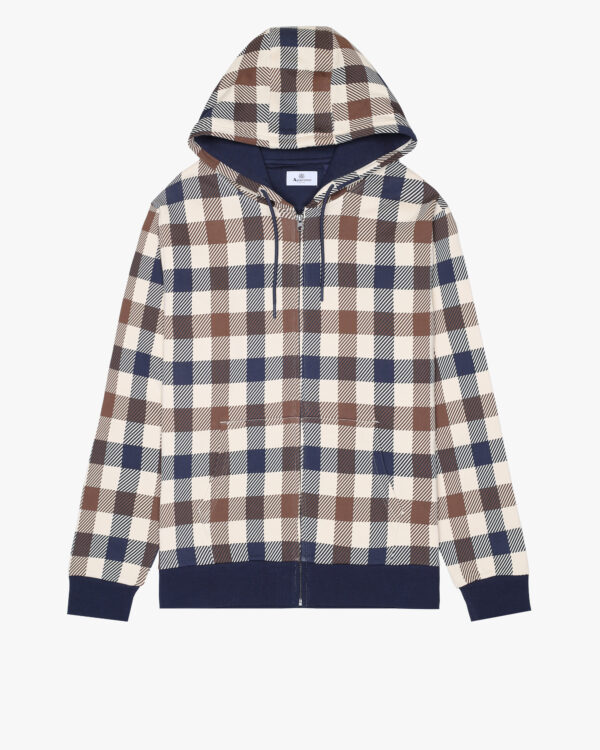 Felpa con cappuccio Aquascutum Active ICONIC FZ HOODIE FLEECE Macro Club Check - Foto 1