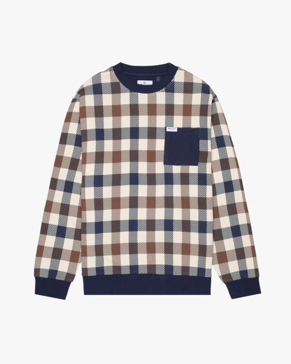 Felpa senza cappuccio Aquascutum Active ICONIC POCKET FLEECE Macro Club Check - Foto 1