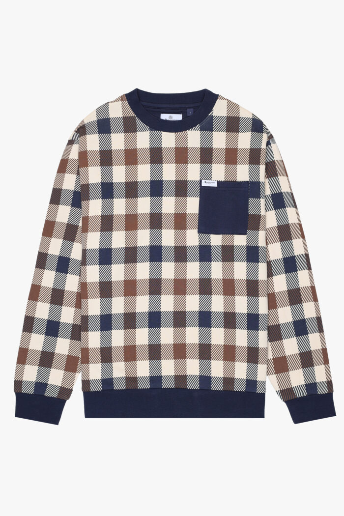 Felpa senza cappuccio Aquascutum Active ICONIC POCKET FLEECE Macro Club Check – AW_ICON_SW013