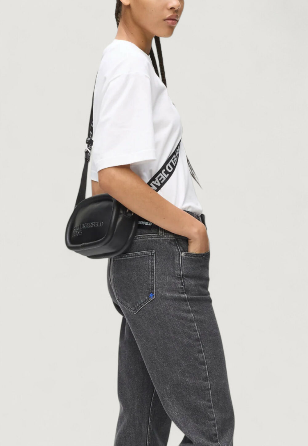 Borsa Karl Lagerfeld Jeans KLJ Puffy Pu Camera Bag Nero - Foto 3