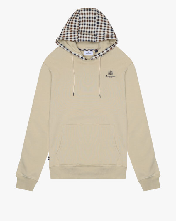 Felpa con cappuccio Aquascutum Active CLUB CHECK HOODIE FLEECE Beige - Foto 1