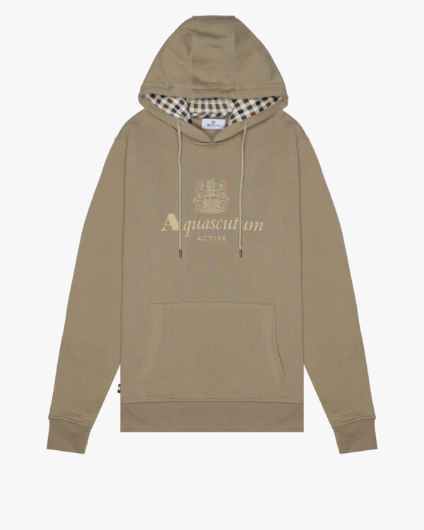 Felpa con cappuccio Aquascutum Active BIG LOGO HOODIE FLEECE Beige scuro - Foto 1