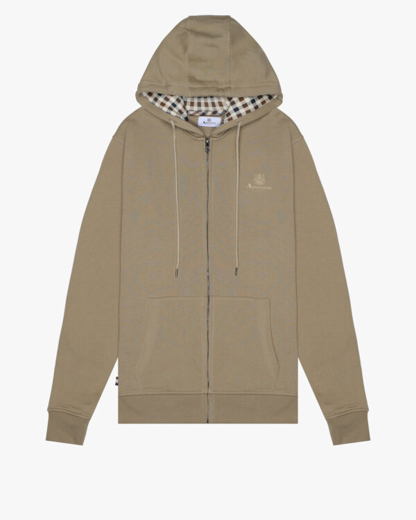 Felpa con cappuccio Aquascutum Active FULL ZIPPED HOODIE FLEECE Beige scuro - Foto 1