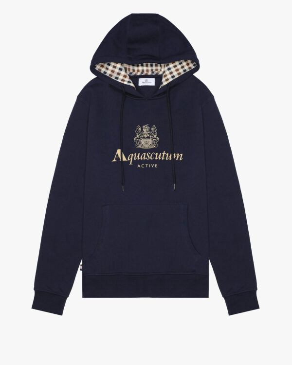 Felpa con cappuccio Aquascutum Active BIG LOGO HOODIE FLEECE Blu - Foto 1