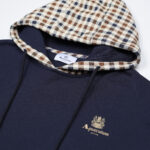 Felpa con cappuccio Aquascutum Active CLUB CHECK HOODIE FLEECE Blu - Foto 3