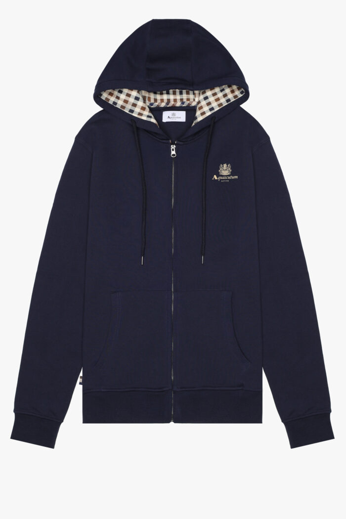 Felpa con cappuccio Aquascutum Active FULL ZIPPED HOODIE FLEECE Blu – AW_ICON_SW001