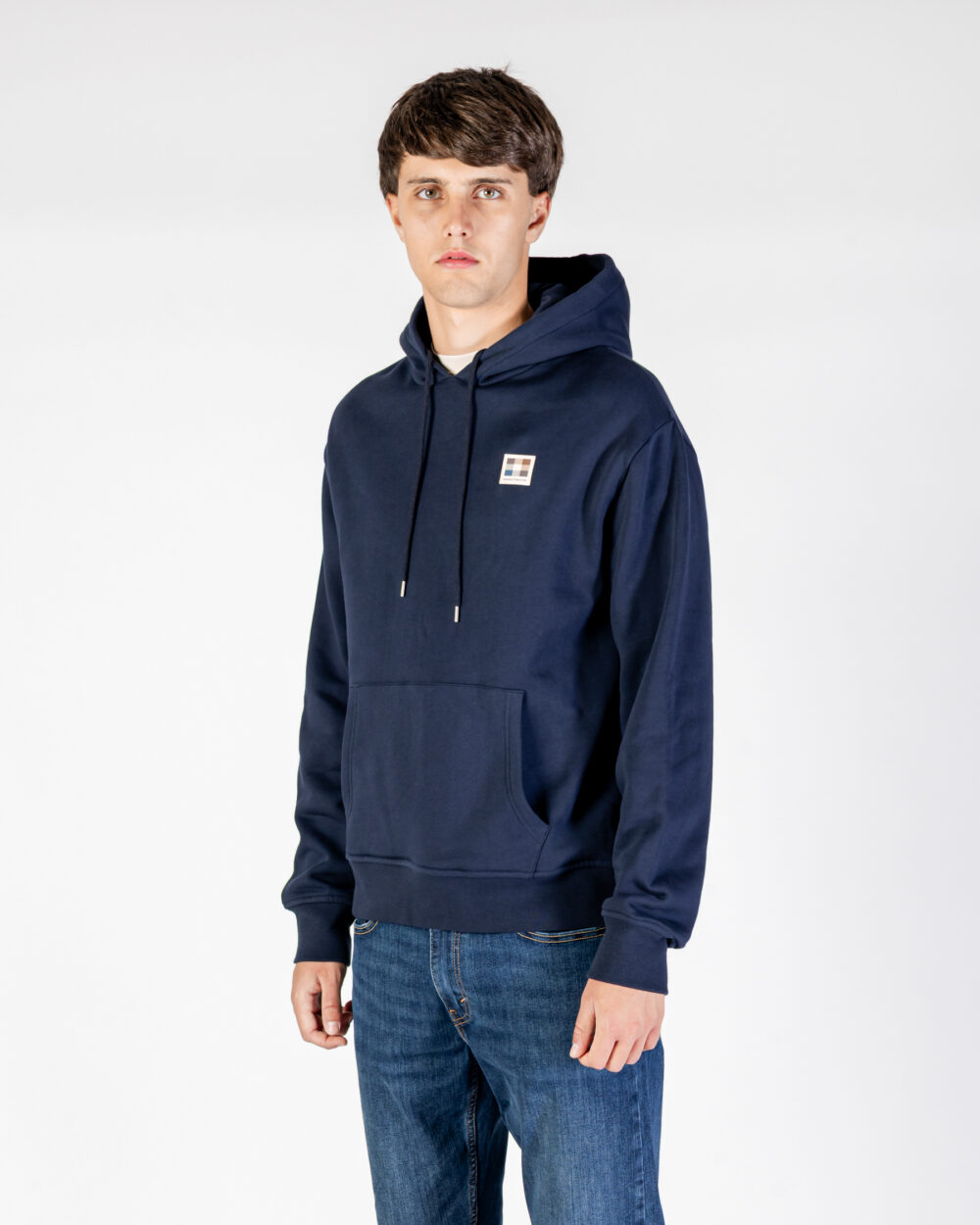 Felpa con cappuccio Aquascutum Active RUBBER PATCH HOODIE FLEECE Blu - Foto 2