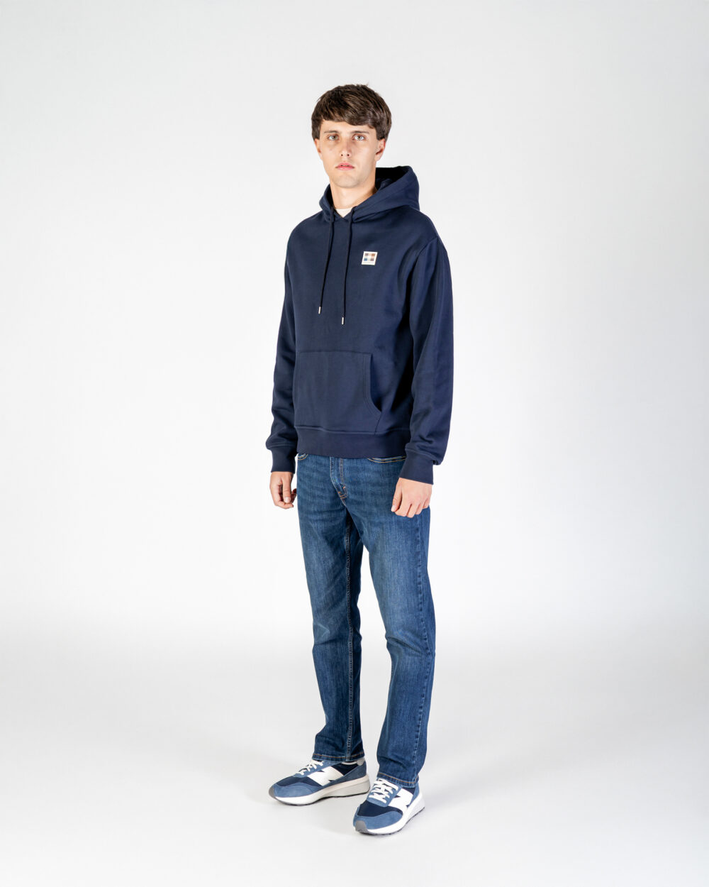 Felpa con cappuccio Aquascutum Active RUBBER PATCH HOODIE FLEECE Blu - Foto 4