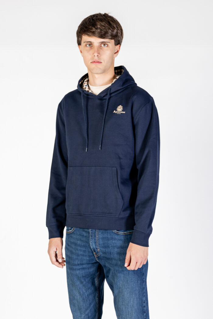 Felpa con cappuccio Aquascutum Active SMALL LOGO HOODIE FLEECE Blu – AW_ICON_SW002