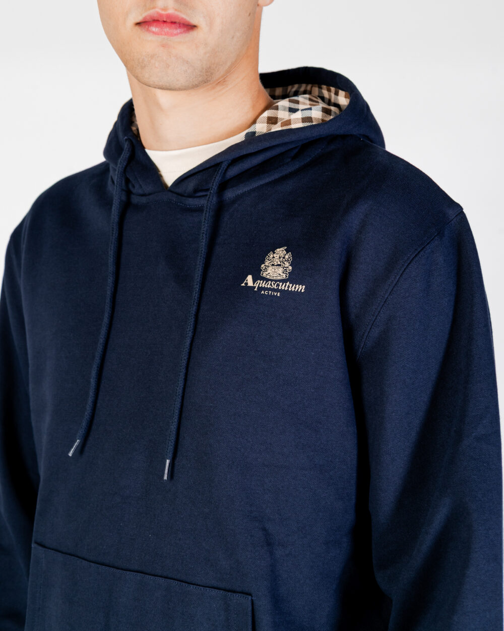 Felpa con cappuccio Aquascutum Active SMALL LOGO HOODIE FLEECE Blu - Foto 4