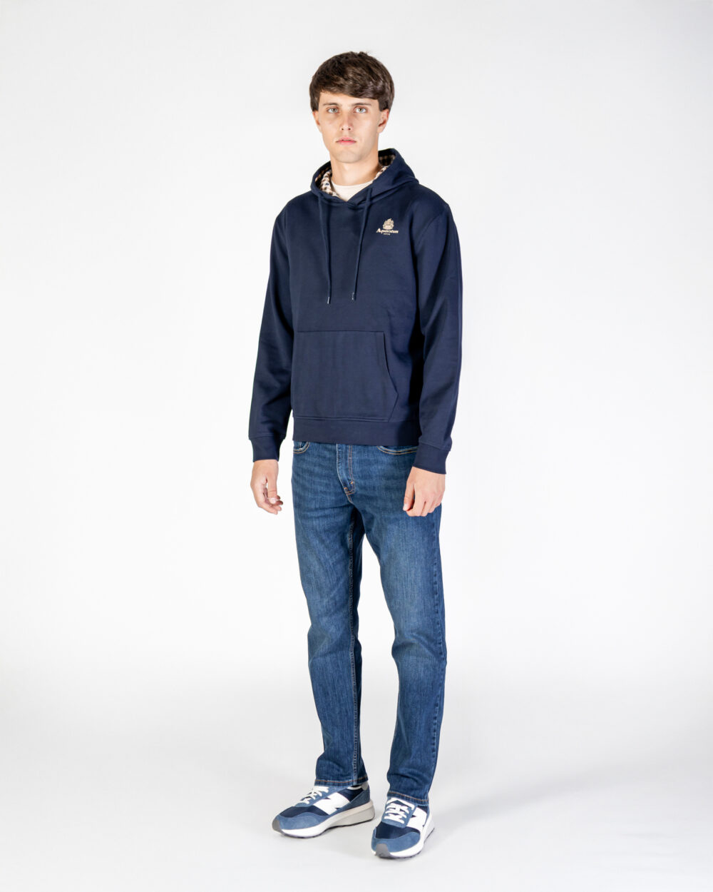 Felpa con cappuccio Aquascutum Active SMALL LOGO HOODIE FLEECE Blu - Foto 5