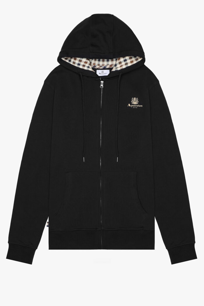 Felpa con cappuccio Aquascutum Active FULL ZIPPED HOODIE FLEECE Nero – AW_ICON_SW001