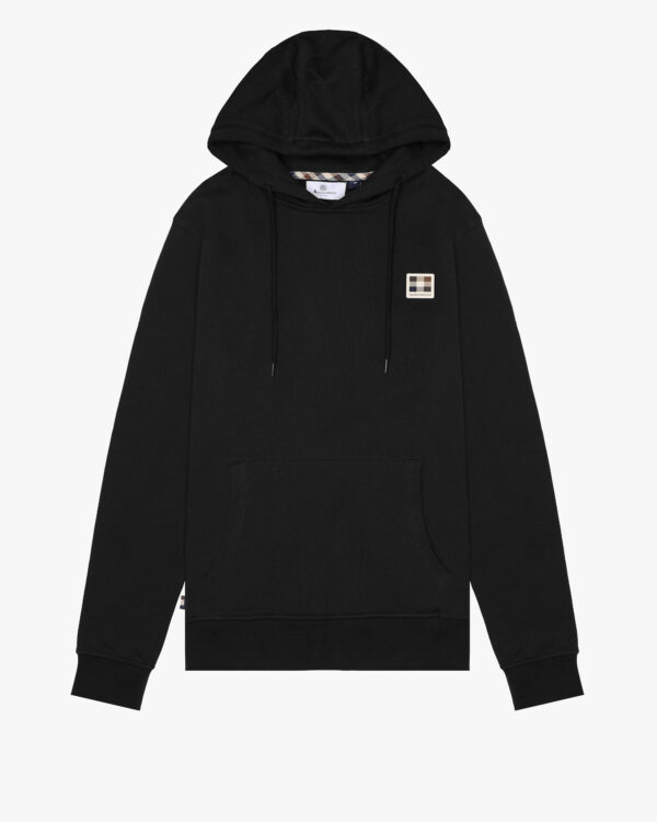 Felpa con cappuccio Aquascutum Active RUBBER PATCH HOODIE FLEECE Nero - Foto 1