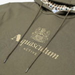 Felpa con cappuccio Aquascutum Active BIG LOGO HOODIE FLEECE Verde Oliva - Foto 3
