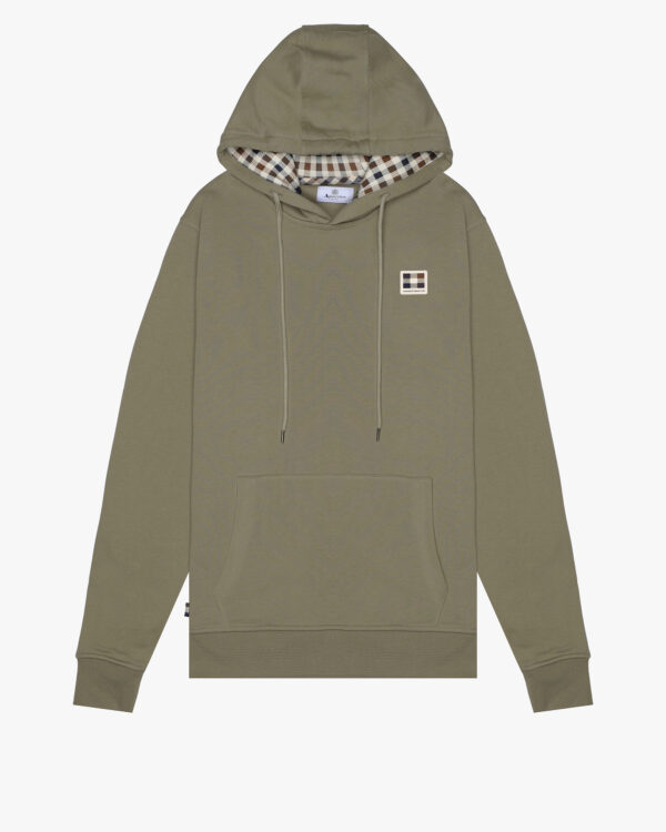 Felpa con cappuccio Aquascutum Active RUBBER PATCH HOODIE FLEECE Verde Oliva - Foto 1