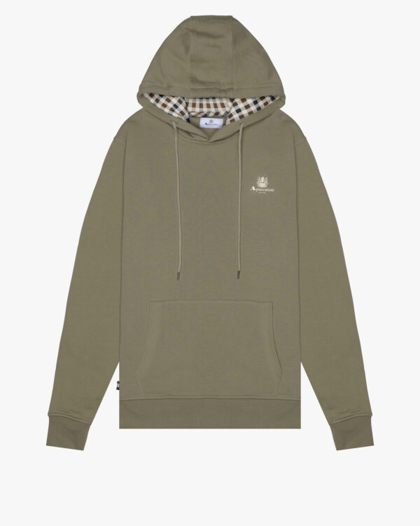 Felpa con cappuccio Aquascutum Active SMALL LOGO HOODIE FLEECE Verde Oliva - Foto 1