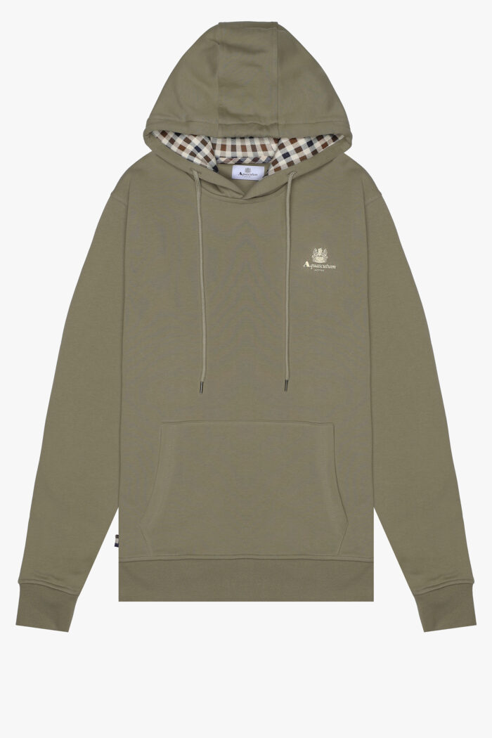 Felpa con cappuccio Aquascutum Active SMALL LOGO HOODIE FLEECE Verde Oliva – AW_ICON_SW002
