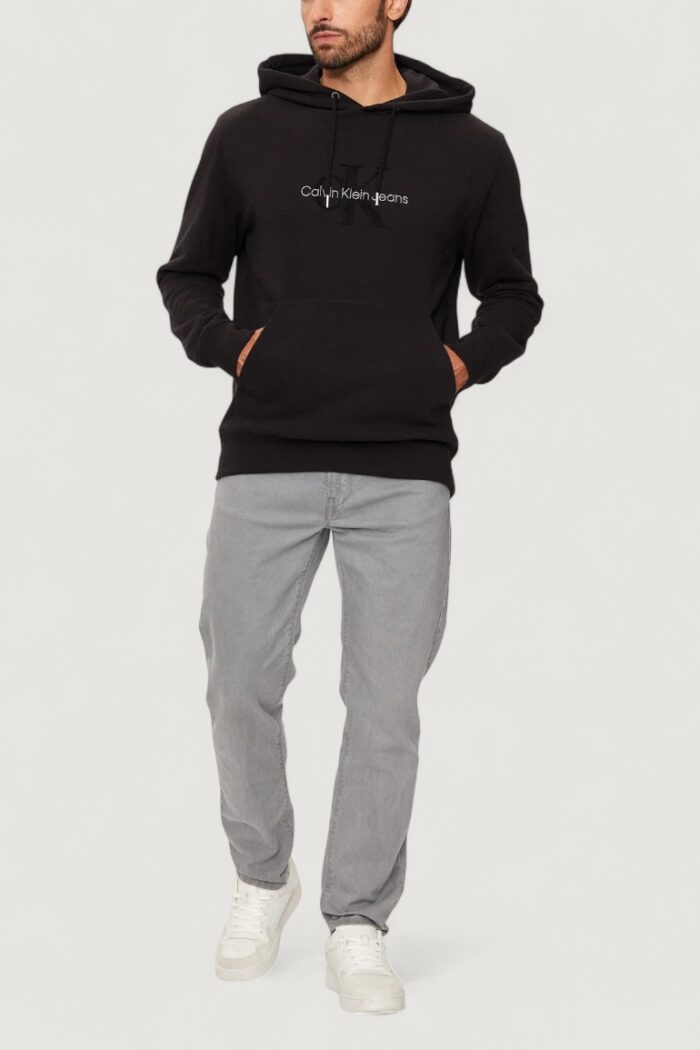 Felpa con cappuccio Calvin Klein CHENILLE MONOLOGO Nero