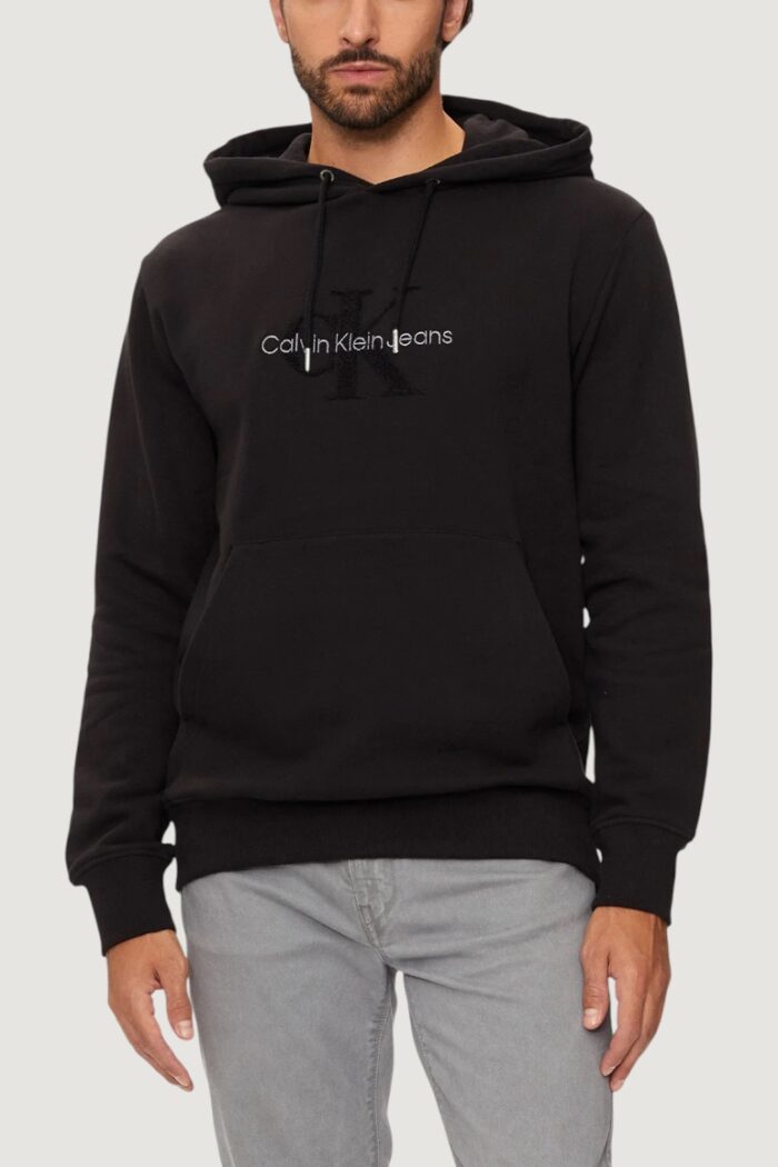 Felpa con cappuccio Calvin Klein CHENILLE MONOLOGO Nero
