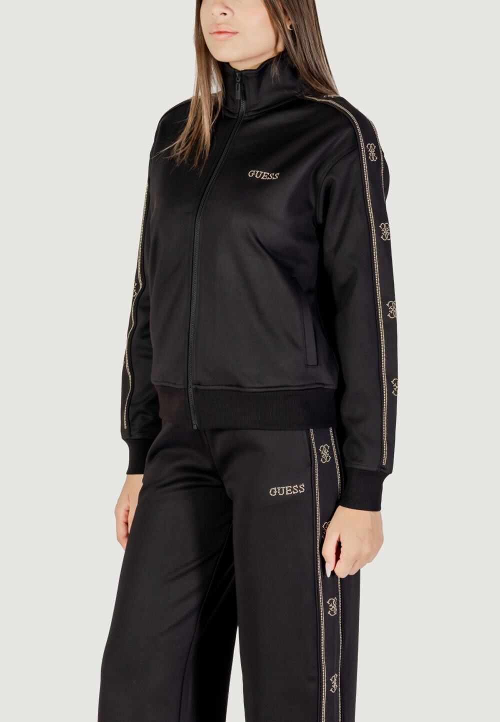 Felpa con cappuccio Guess Active OCTAVIA HIGH NECK FULL-ZIP SWE Nero - Foto 4