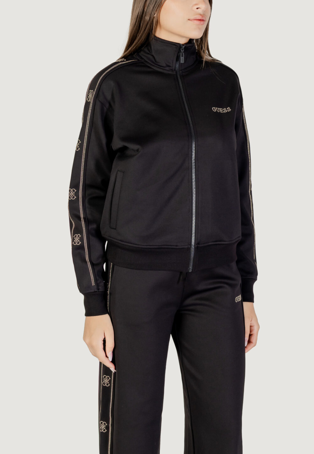 Felpa con cappuccio Guess Active OCTAVIA HIGH NECK FULL-ZIP SWE Nero - Foto 5