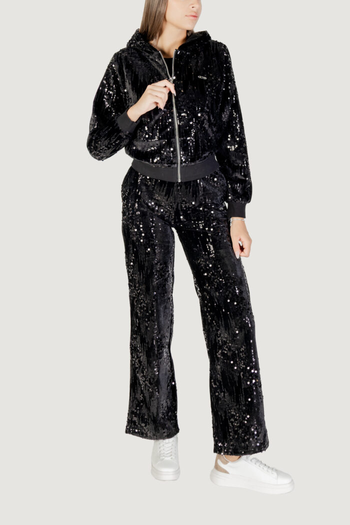 Felpa con cappuccio Guess Active SEQUINS FULL-ZIP HOODIE Nero