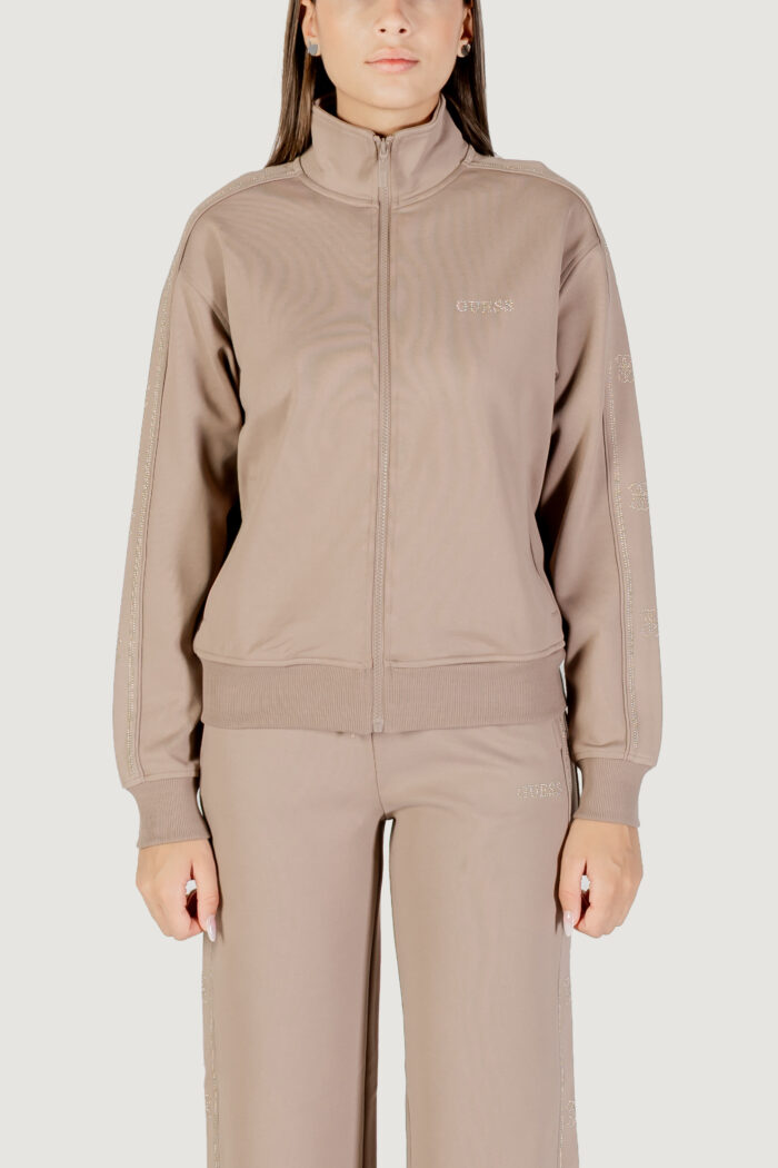 Felpa con cappuccio Guess Active OCTAVIA HIGH NECK FULL-ZIP SWE Taupe