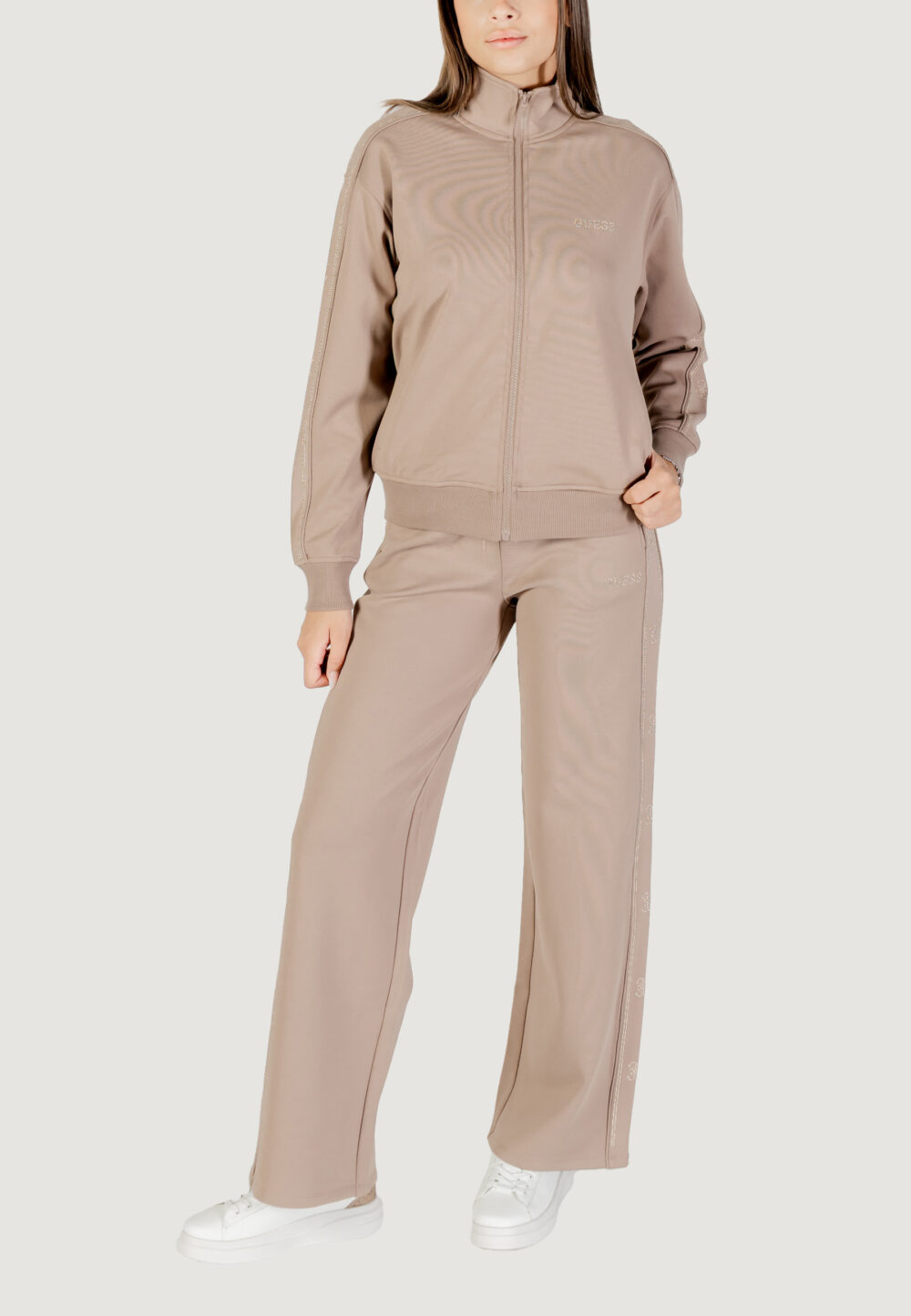 Felpa con cappuccio Guess Active OCTAVIA HIGH NECK FULL-ZIP SWE Taupe - Foto 2