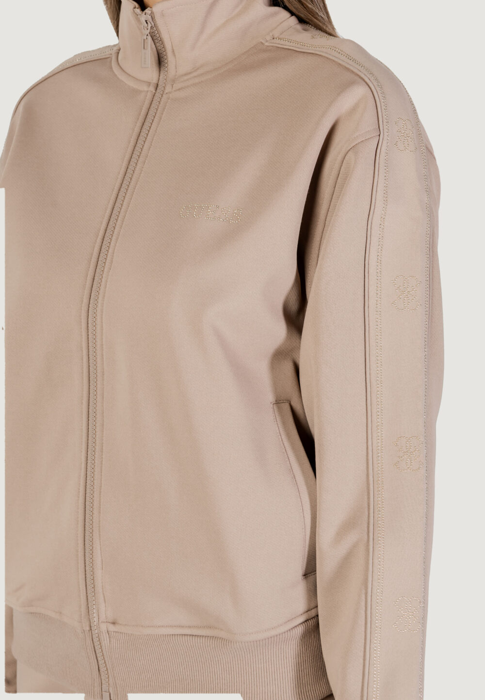 Felpa con cappuccio Guess Active OCTAVIA HIGH NECK FULL-ZIP SWE Taupe - Foto 3
